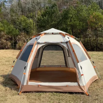 Fully Automatic Camping Tent 4-5 Person Quickly Open Outdoor Party Beach Tent Sunshade Waterproof Large Space Hexagonal Tent